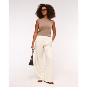 Abercrombie & Fitch Curve Love Sloane Crepe Tailored Wide Leg Pant